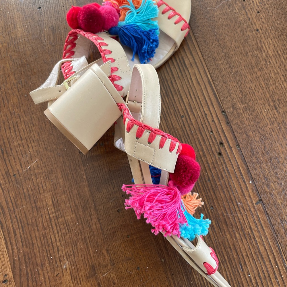 Kate Spade Cream and Red Sandals with Ankle Strap Size 7.5 - Picture 4 of 6